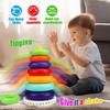 Rainbow Tower Stacking Rings Babies Toy Plastic Sensory Stacking Plugging Toy  Childrens Day Party
