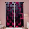 2pcs, Abstract Black Cubes Pink Glow Curtains, Rod pocket design, Machine Washable, All Season Decorative, Designed for Living R