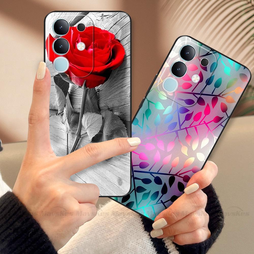 Чехол-крышка для Vivo Y29 4G 2025 Милые Цветы Мягкий Силикон Capa Чехлы для Телефона Для Vivo Y29 4G Чехол Мультяшные Ударопрочные Сумки Coque