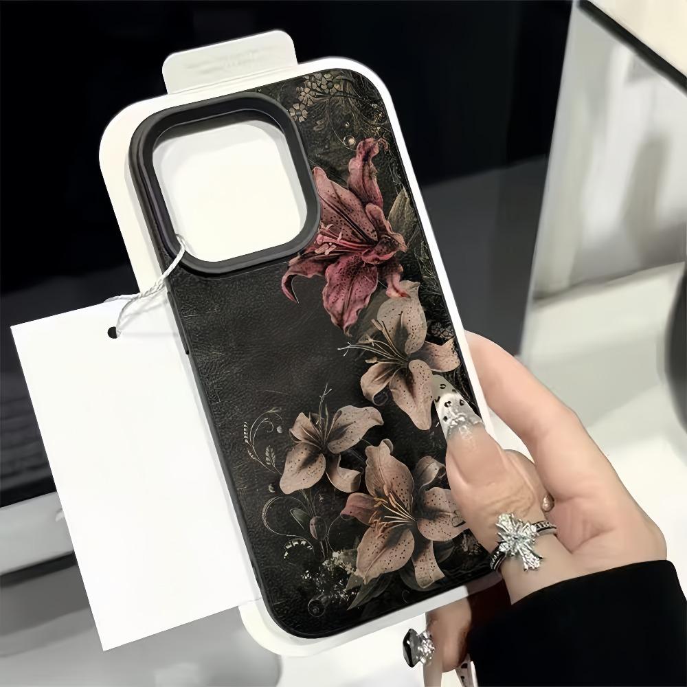 Ретро чехол для телефона с узором лилий, подходит для iPhone 17 16 15 14 13 12 11 Pro/Max/Plus, противоударная задняя крышка