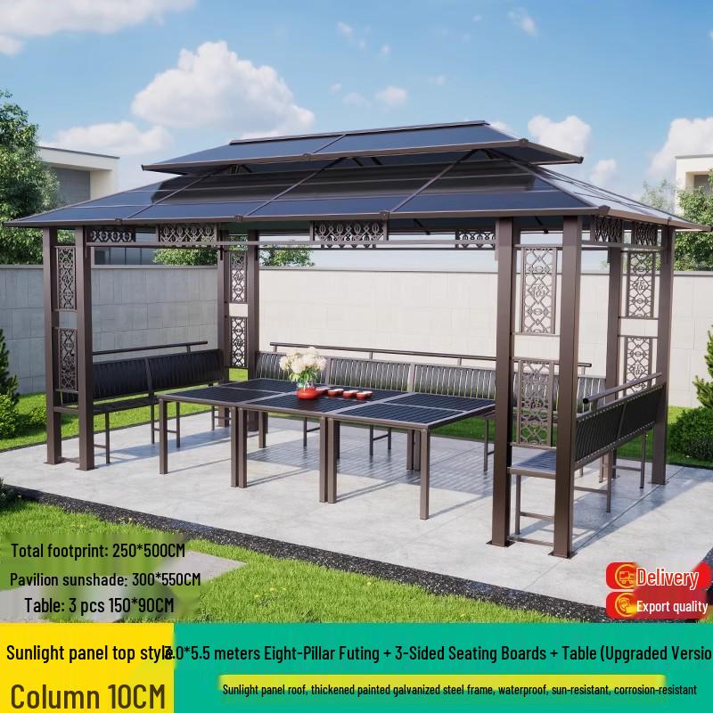 Aluminum Alloy Garden Gazebo: New Chinese Style Outdoor Courtyard Sunshade Pavilion