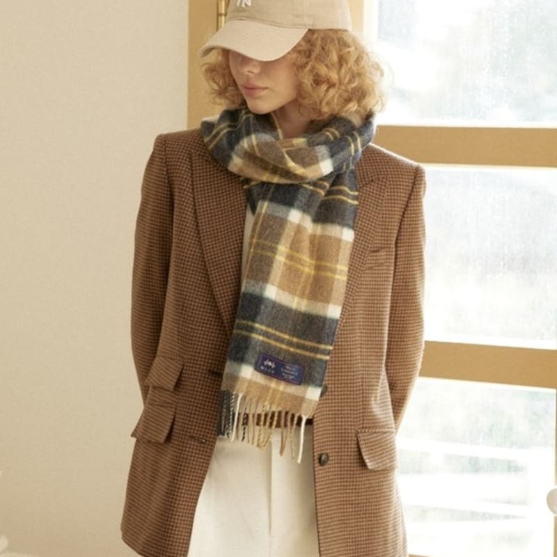 ABRAHAM MOON Шарф из мериносовой шерсти 25 см - Woodhouse Джинсово-желтый