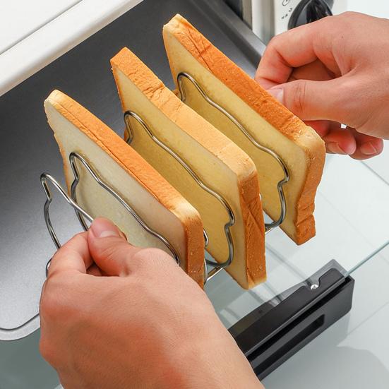 Bear-Shaped Toast Rack Stainless Steel 6-Slice Bread Holder for Air Fryer Oven Steamer Cute Even Heating Kitchen Accessories