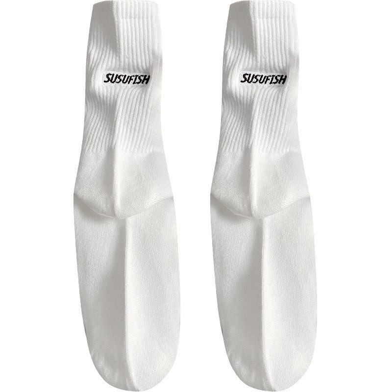 Men Spring Summer New Style All Purpose Color Embroidery Basketball Sports Tube Cotton Socks