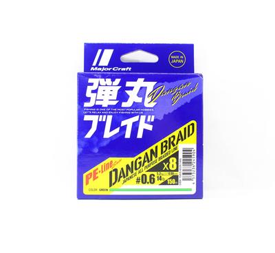 Major Craft Плетеная леска Dangan X8 150 м PE 0,6 Зеленый DB8-150/0,6GR/14 фунтов 5904