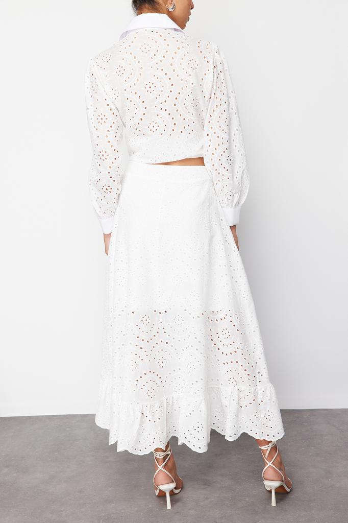 Women Fashion New Skirt White Woven Skirt