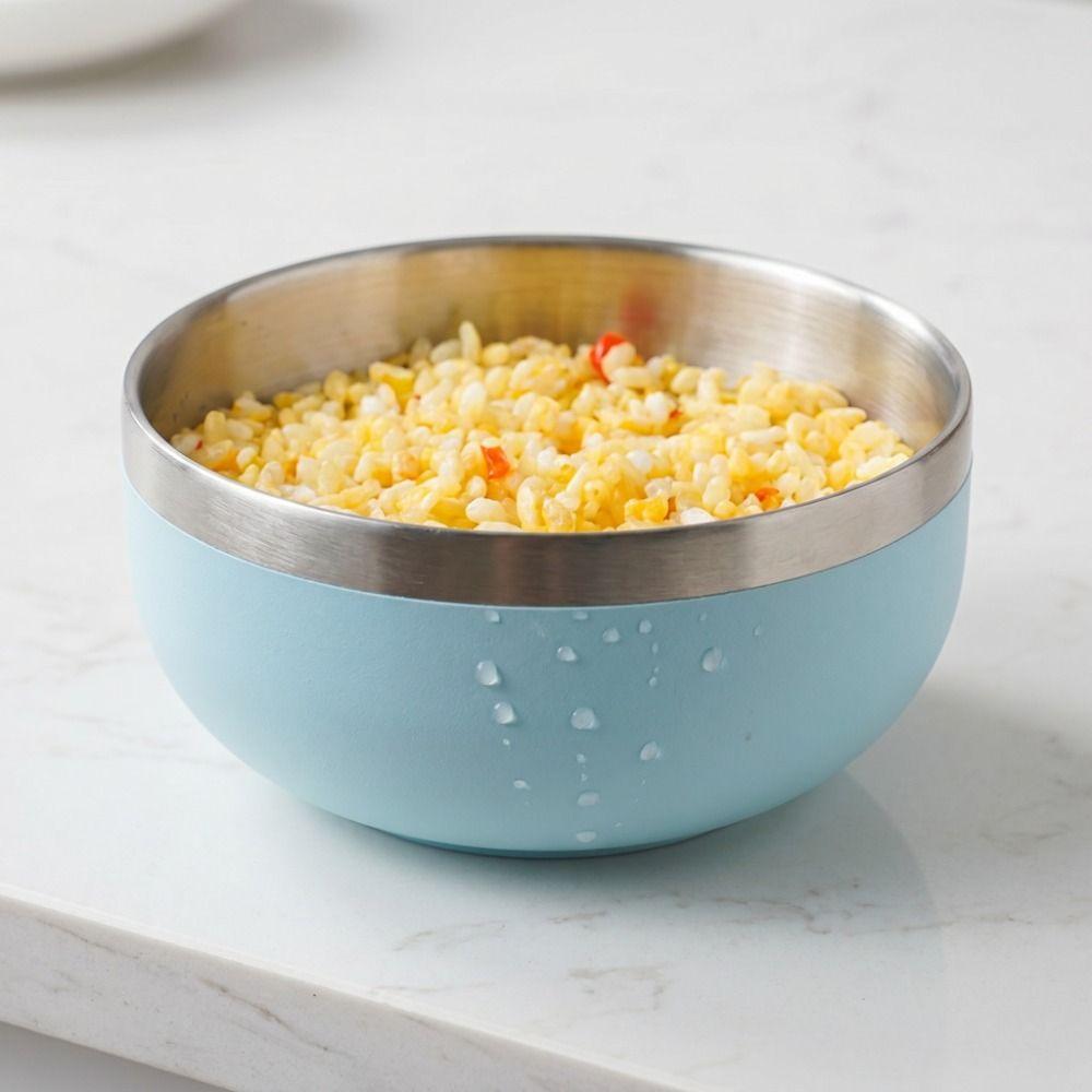Round Bowl Fruit Salad Bowl Multi-color Food Container Stainless Steel Bowl  Kitchen Tableware