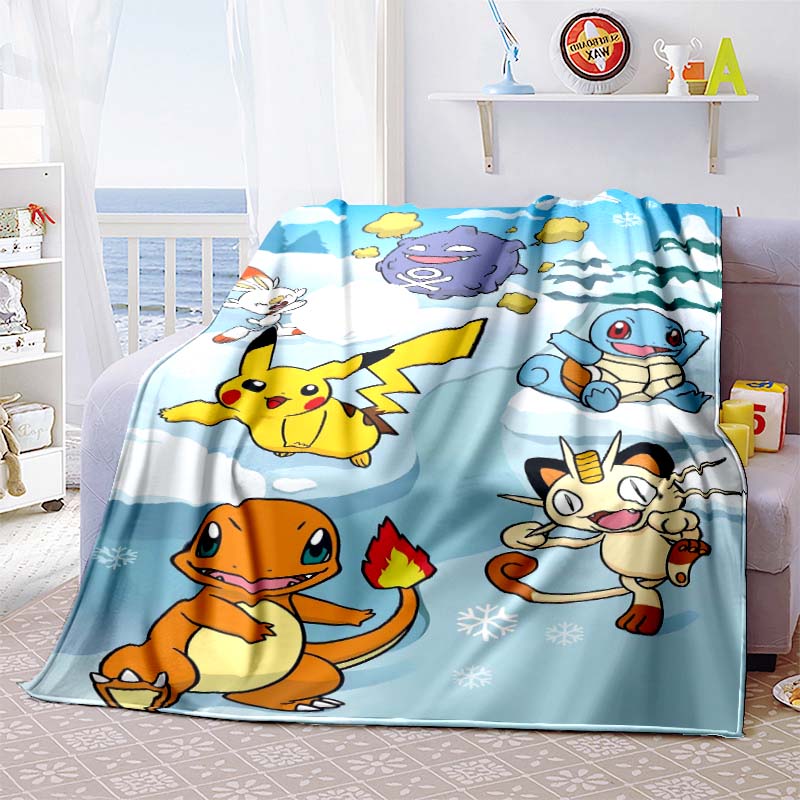 Pokem-Squirtles Decorative Blanket School Bedroom Decoration Fluffy Soft Blankets for Bed Bedspread the Sofa Throw Warm Winter89