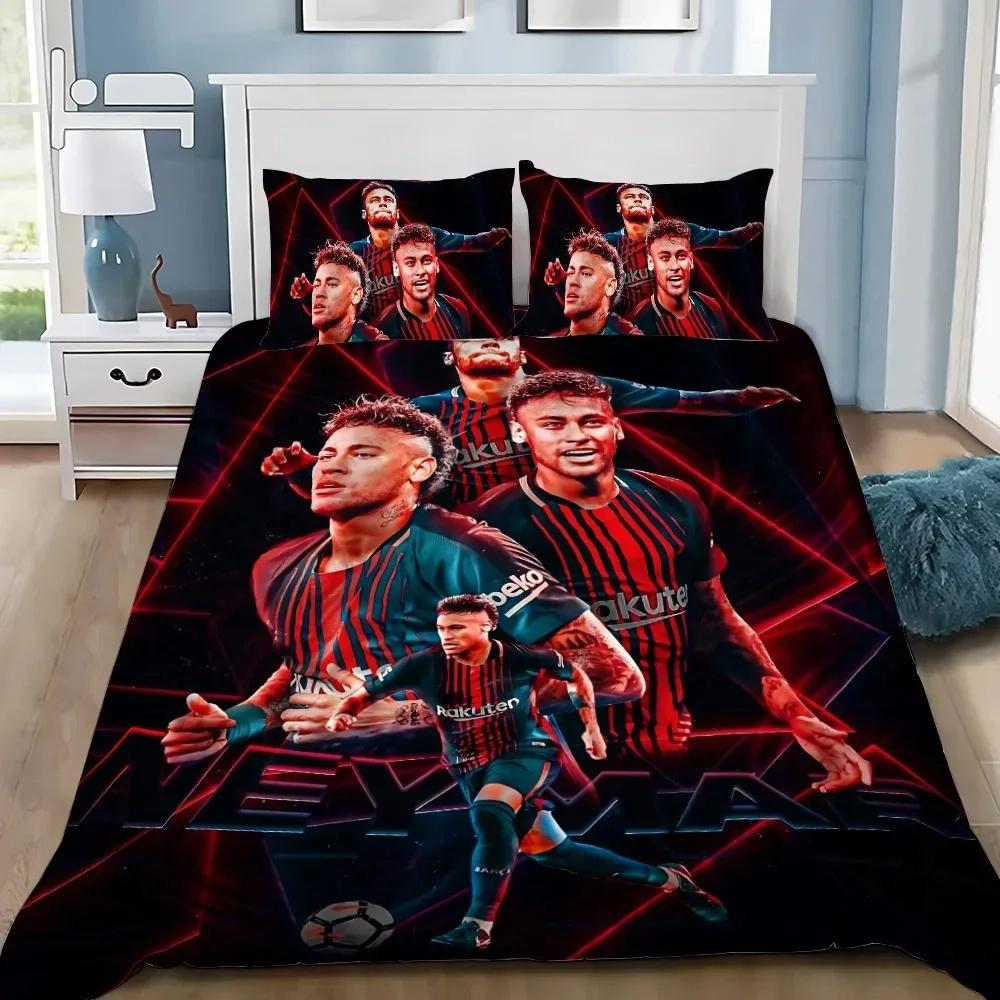 Football Star Duvet Cover Pillowcase Neymar Bedding Set Adult Boy Girl Bedroom Decoration Single Double Full King Size