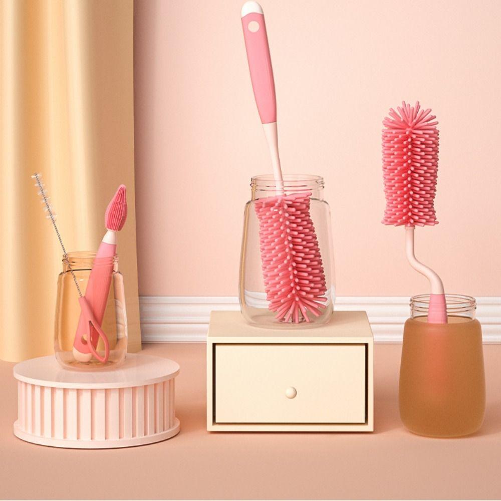 Kitchen Tool Silicone 360 Degree Small Brush Straw Scrubber Baby Pacifier Bottle Cleaning Brush