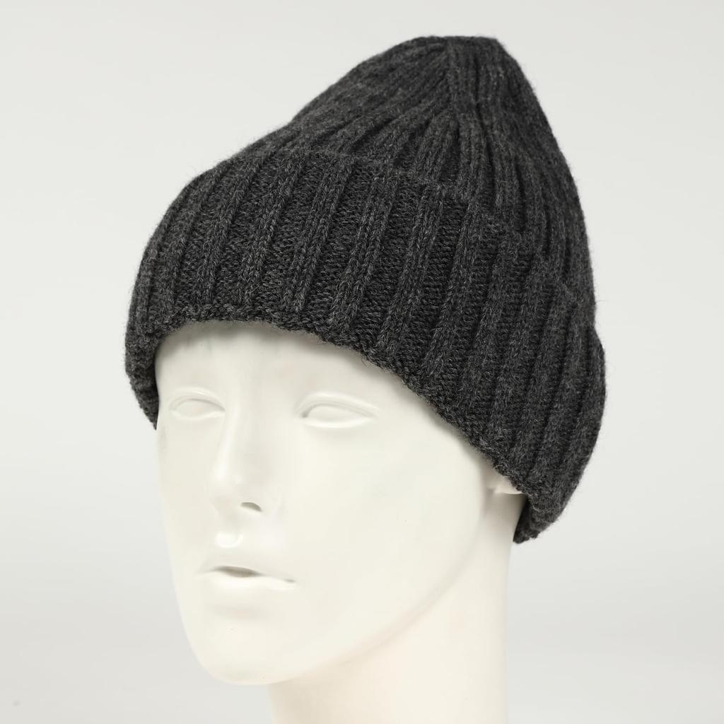 [Branze] Men's Knitted Hat, 100% Wool, Made In Japan, Whole Garment, Cold Weather Beanie (Free Size, Gray)