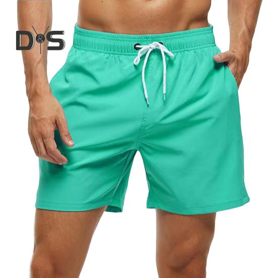 Мужские пляжные шорты с завязками на талии, регулируемые по фигуре, повседневные шорты с карманами, однотонные универсальные шорты для повседневной носки