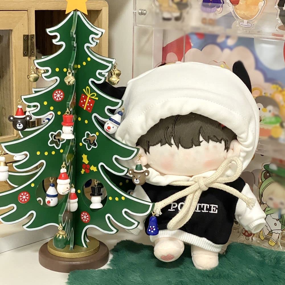 YUYAKESHI хлопковая кукла, переодевание для 20 см, мягкая свободная кукла с капюшоном, милая плюшевая кукла из 2 предметов, шапка, белая одежда, одежда, животные, толстовка с капюшоном, корова,