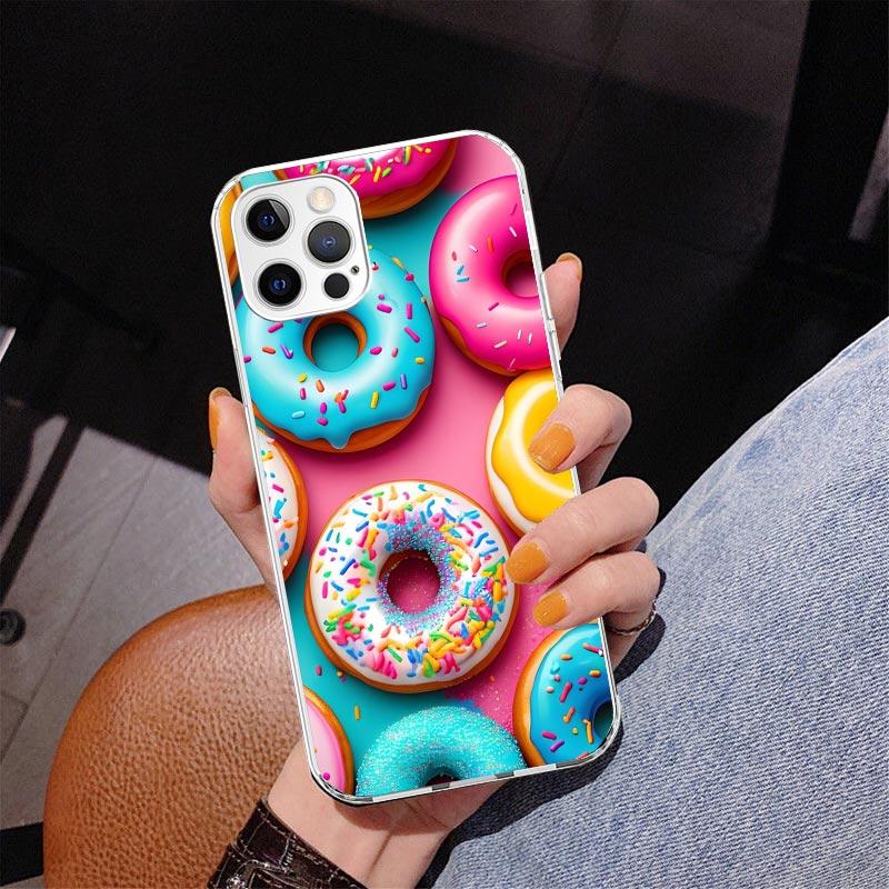 Чехол для телефона Macaron Ice Cream Cake Doughnut для iPhone 17 Air 16 Pro Max 16E 15 + 14 Plus 11 12 13 Mini 7 8 SE Подарочная печатная крышка F
