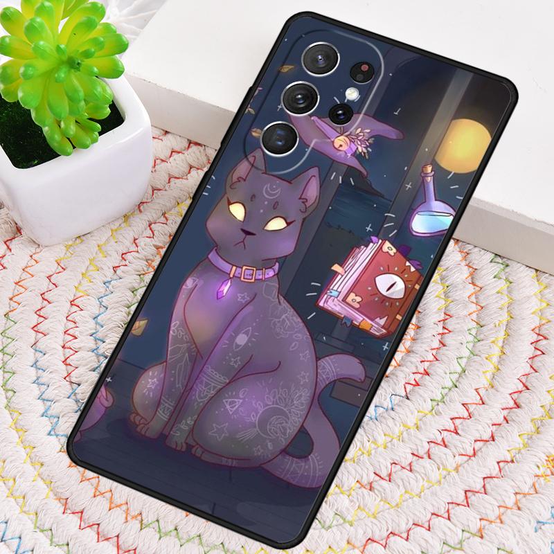 Чехол для телефона Samsung Galaxy note 10 pro S26 S25 S24 S23 S22 Ultra Plus S21 FE S20 с рисунком "Кошка и Луна ведьмы", ударопрочный