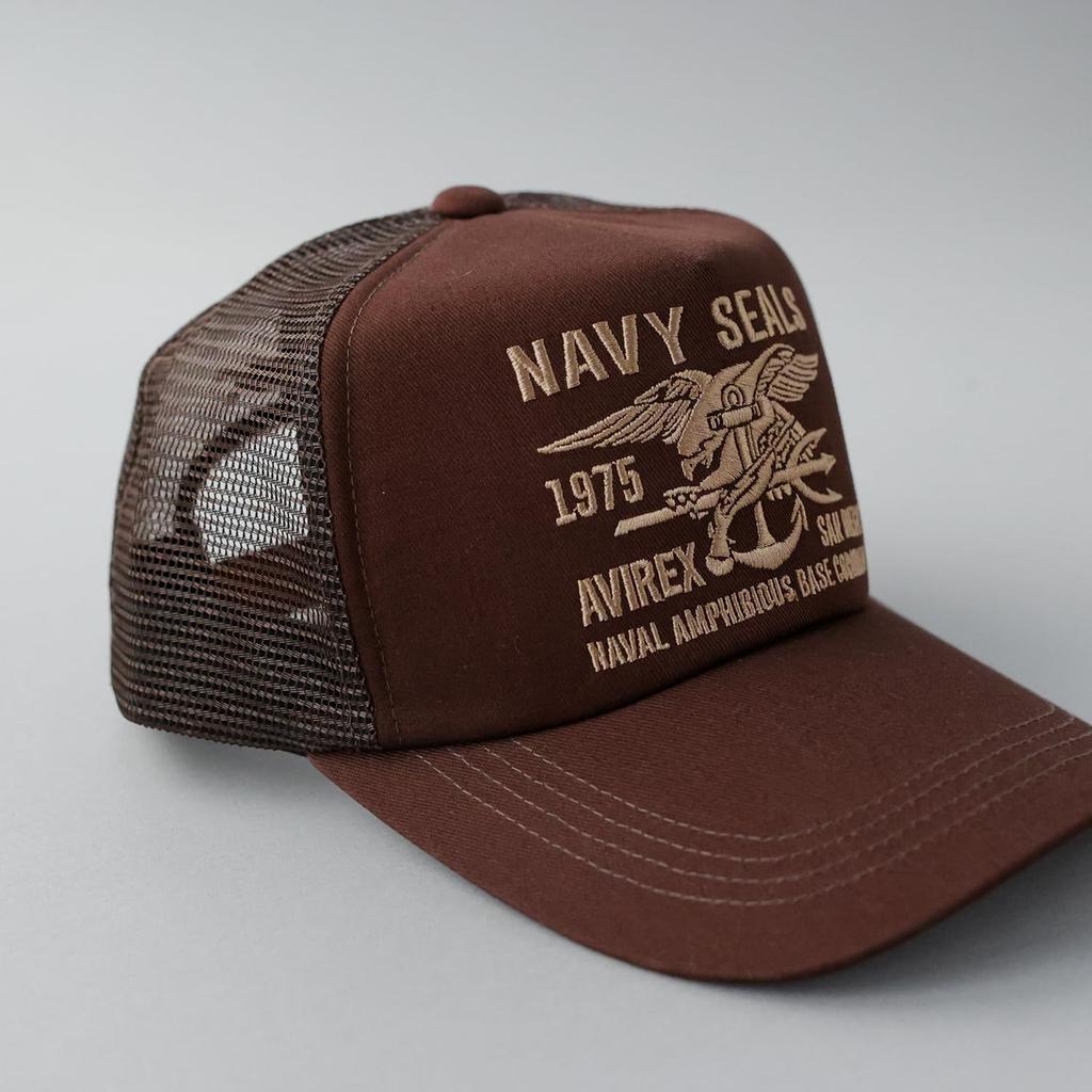 AVIREX Standard Military Mesh Cap XL LL Big Size Summer NAVYSEALS Braun F