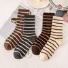 Autumn and Winter Women's Retro Maillard Cotton Socks Colorful Striped Mid-tube Socks College Style Women's Socks