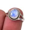 Natural Rainbow Moonstone Gemstone Handmade 925 Sterling Silver Ring S.5.5 a8V04