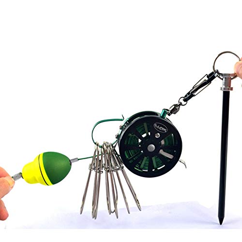 Рыболовный линь Dovhmoh, Гар Нержавеющая сталь, Рыболовная пряжка-замок с катушкой, Замок для живой рыбы, Выдвижная веревка и карабин-поплавок