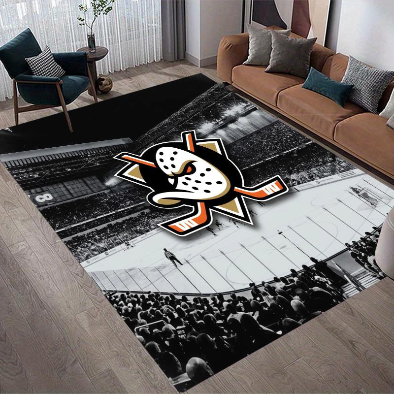 Квадратный ковер с фланелевым узором Anaheim Ducks, Ковер для гостиной, спальни, дивана, игровой комнаты, Нескользящий коврик для пола