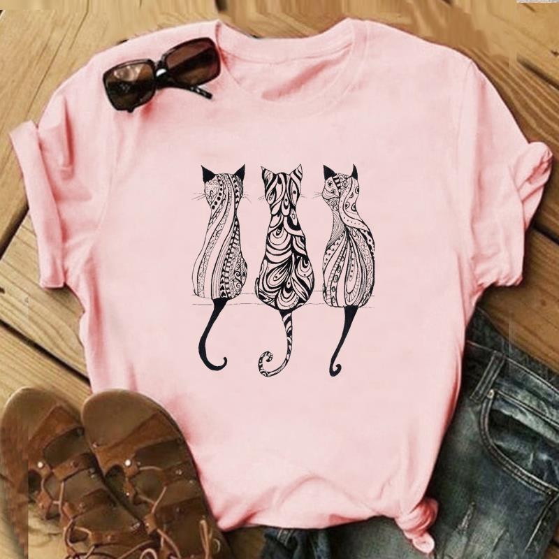 Футболка с домашним животным и котом, милый стиль 90-х годов, модная футболка, одежда, повседневная женская футболка с коротким рукавом и принтом, женская футболка с графикой