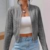 Новый осенне-зимний стиль короткий вязаный кардиган на молнии со стойкой для женщин, универсальное маленькое пальто