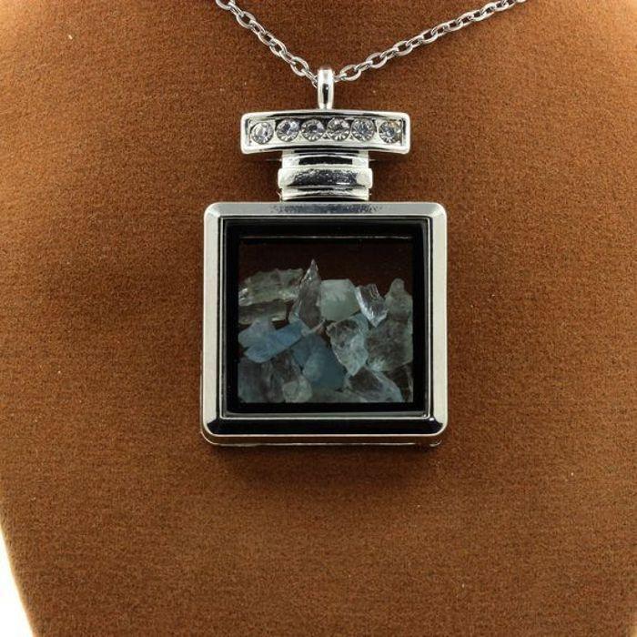 Stones and Minerals. Raw Aquamarine Necklace. Bottle Model.