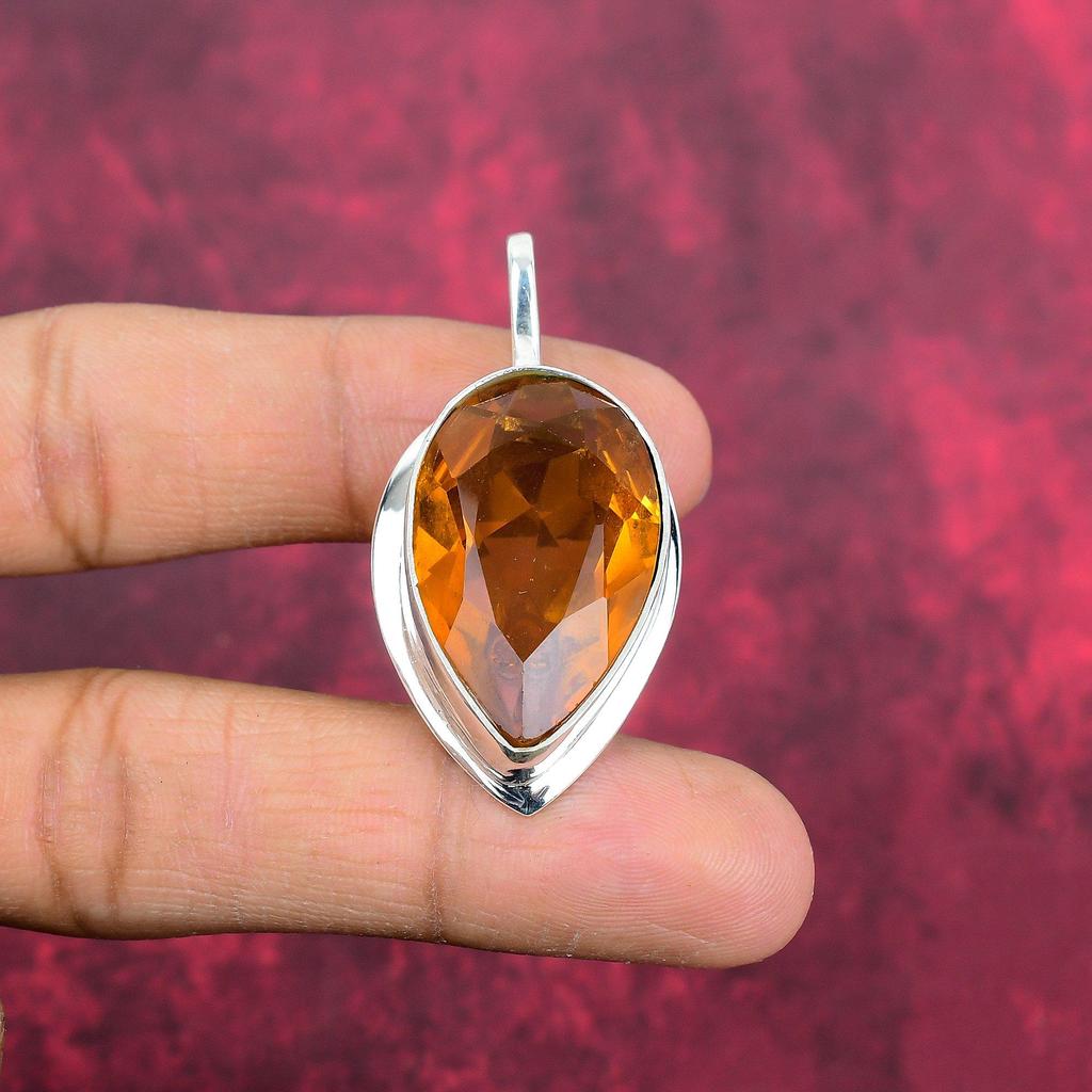Подвеска с цитрином, ювелирные изделия из стерлингового серебра 925 пробы с драгоценными камнями, подвеска ручной работы, на День Благодарения