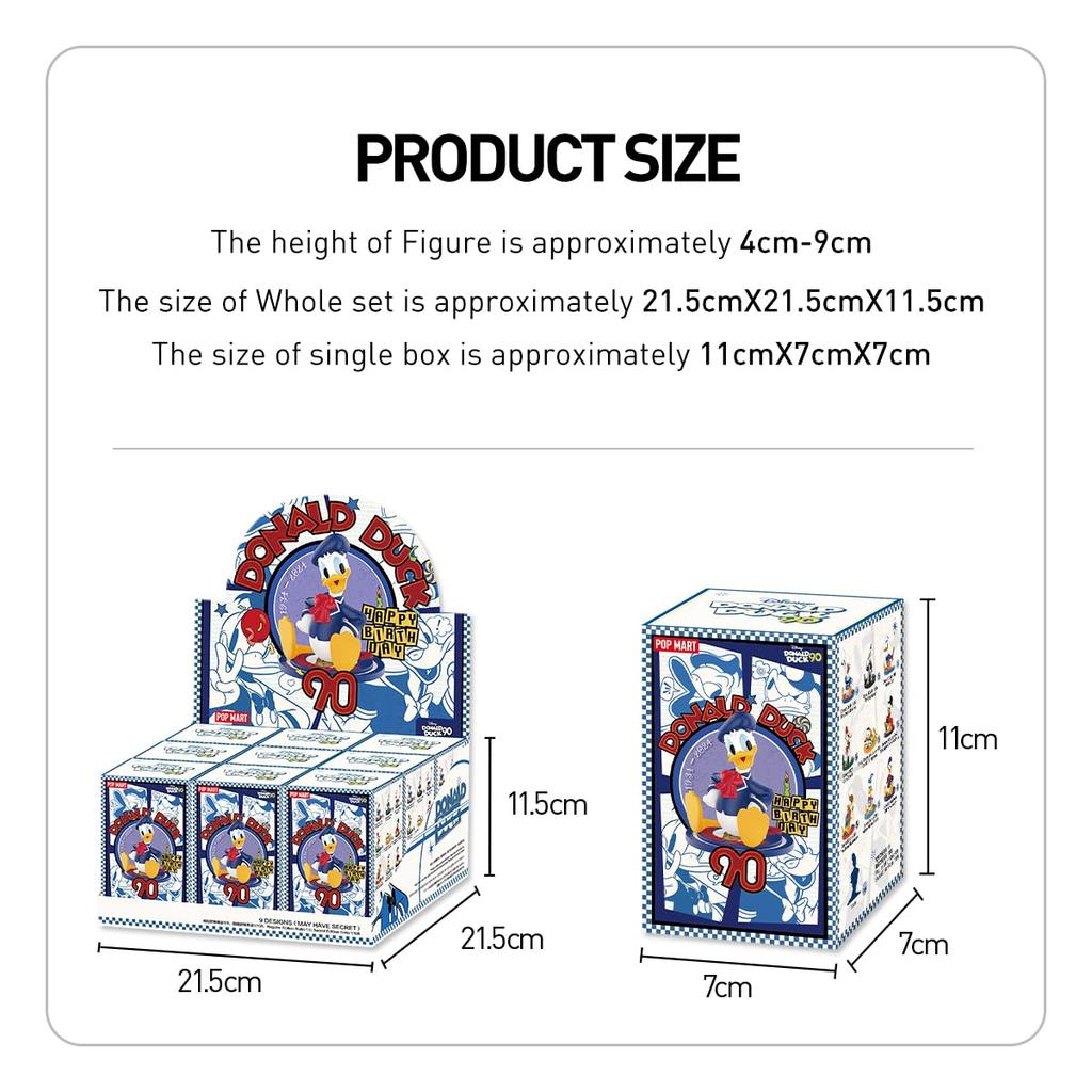 POP MART Disney Дональд Дак 90-я годовщина серии Pop Mart Gacha Gacha Blind Box Фигурка Пластиковая модель Премиум игрушка Мягкий винил Оригинальный персонаж
