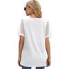GMXIA Summer Women's T-shirt Solid Color V-neck Simple Mesh Puffed Sleeves