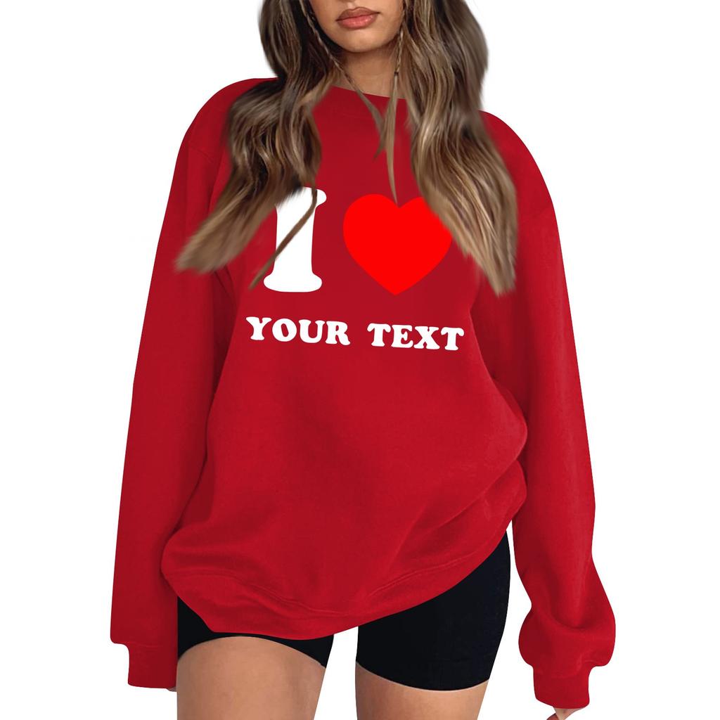 Женская повседневная мода ко Дню святого Валентина с принтом, длинным рукавом, круглым вырезом, толстовки, пуловеры, топы