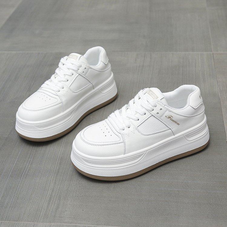 Белые туфли на платформе новая весна повседневная мода универсальные с круглым носком низкие на шнуровке спортивные кеды для скейтборда женские