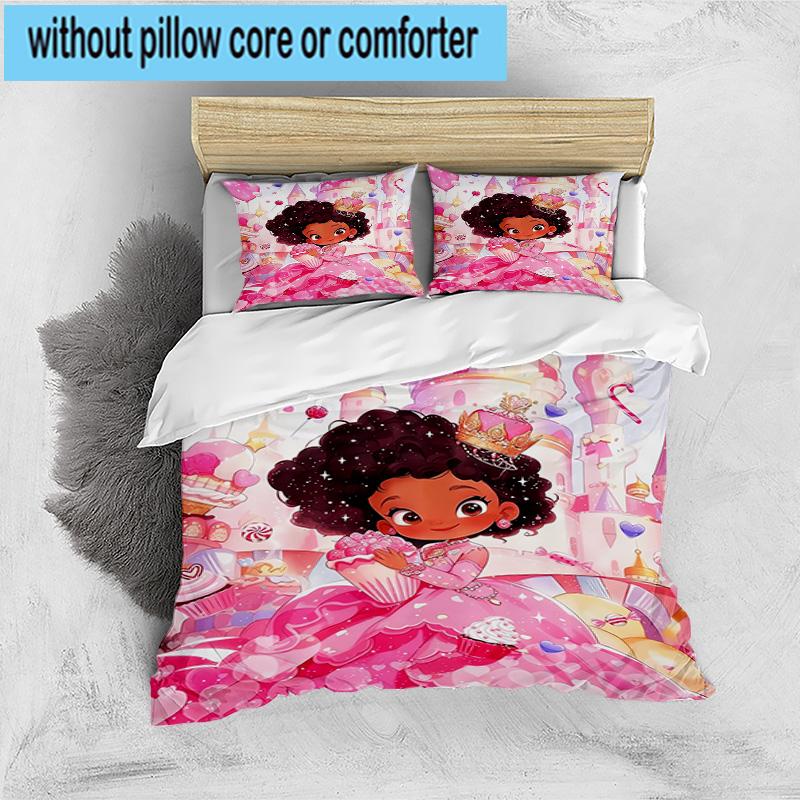 3PCS Black Princess Magic Celebration 3pcs Bedding,Including 3PCS Duvet Cover And 2pcs Pillowcases Perfect for Christmas,Ideal for Bedroom, Dormitory