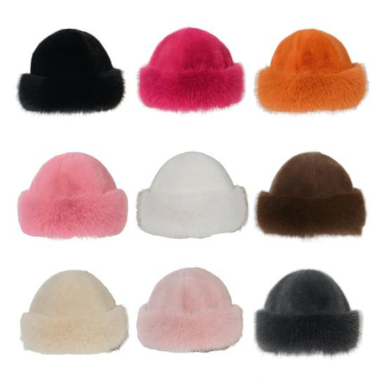 Faux Fur Winter Bucket Hat Solid Color Soft Texture Thickened Warm Plush Hat Gentle Feel Winter Headwear