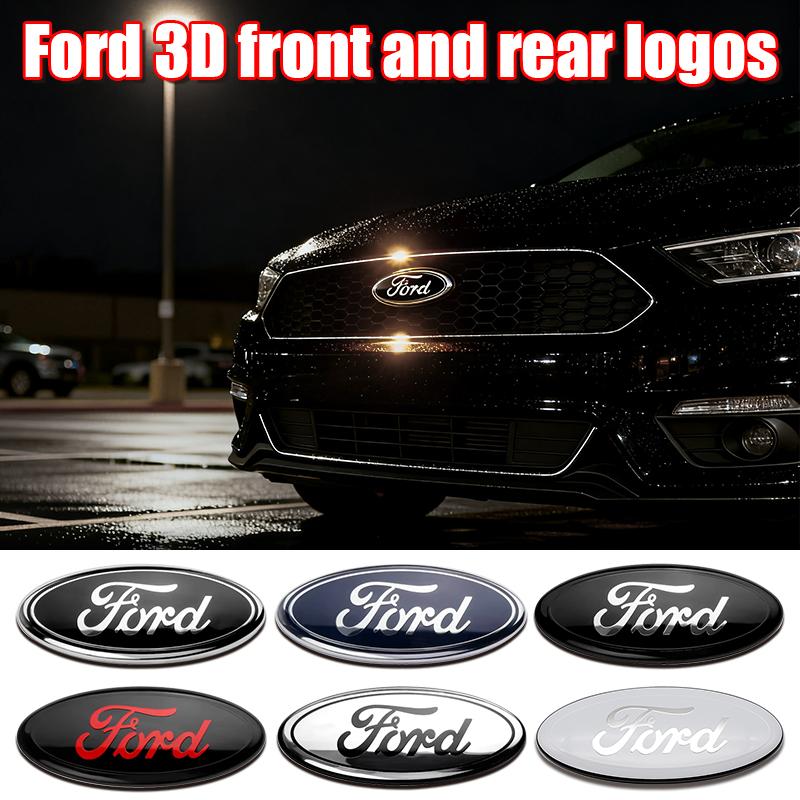 AJJ1 11.5cm Aluminum Front Grille Rear Trunk Badge Emblem Cover For Ford Focus MK3 MK2 Mondeo S-MAX Kuga Fiesta Ranger Auto Tuning