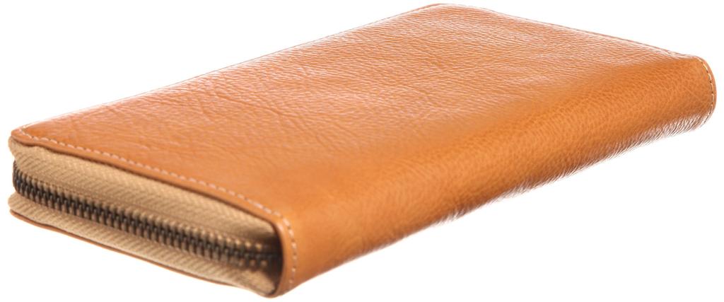 Kanazawaichi 961 Кошелек из растительной кожи на круговой молнии, длинный, верблюжьего цвета, унисекс,