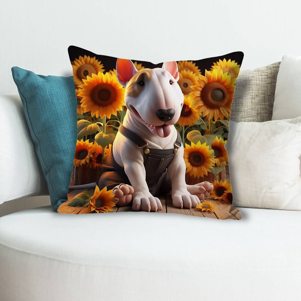 BBull TTerrier Dog Funny Pillow Cases for Bedroom Living Room Sofa Home Decor Polyester Cushion Cover with Zipper