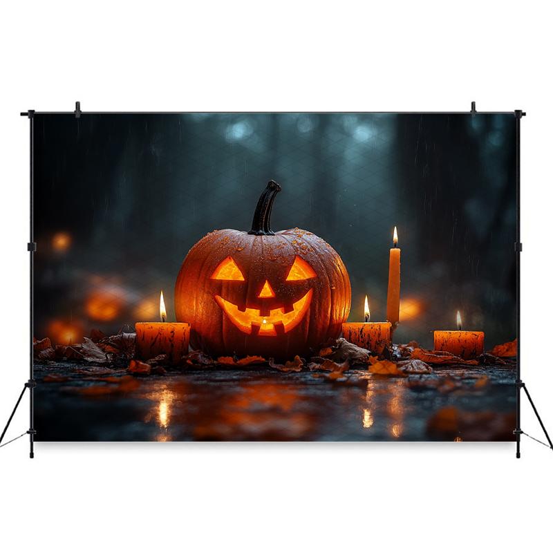 Halloween Background For Photography Night Forest Candle Autumn Pumpkin Party Backdrop Baby Shooting Props Decorations Photozone