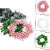 Cheerful Christmas Decorative Garland With Colorful Snowflake Candy Cane And Lush Leaves Green