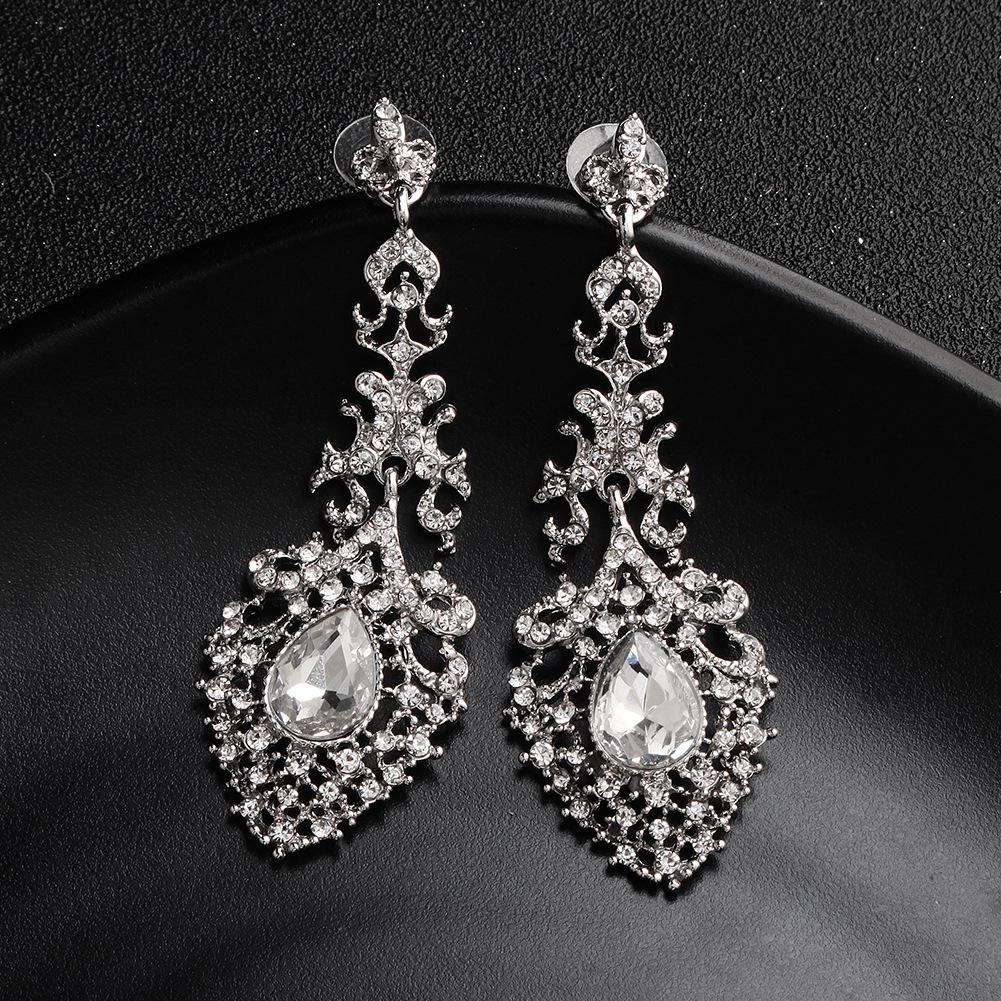 Серьги из сплава в стиле ретро со стразами, высококачественные серьги, повседневные женские украшения, легкие и роскошные свадебные серьги