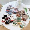 Stripe Grid Five Finger Tube Socks Flower Toe Separator Socks Fashion Toe Mid-calf Socks  Daily