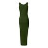 Women's Fashion Solid Colour Ribbed Drawstring Sleeveless Slit Dress