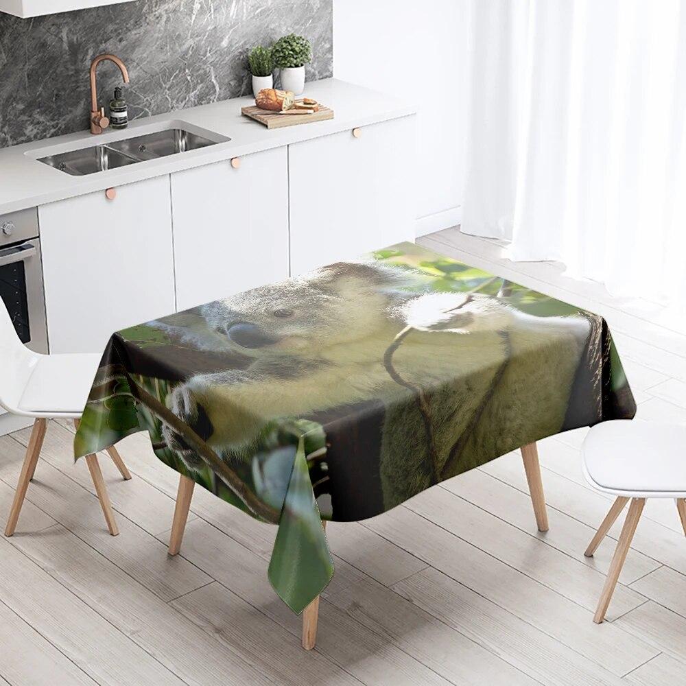 Скатерть с изображением коалы, милое животное, анти-пятно, водонепроницаемая, прямоугольная, для кухонного стола, украшение для дома