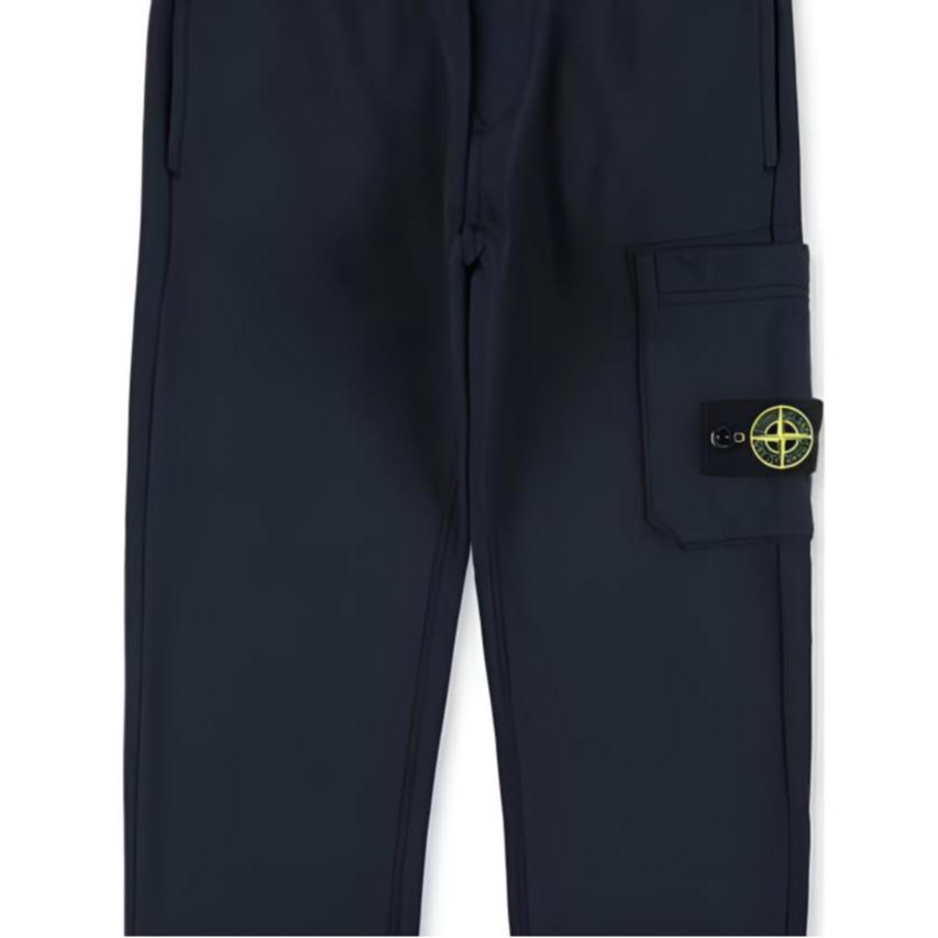 STONE ISLAND Детские однотонные спортивные брюки средней длины с эластичной манжетой Повседневные детские штаны Темно-синие 811661520-V0020