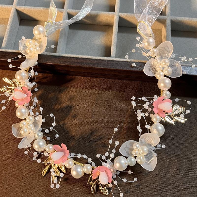 Kids Floral Headpiece Handmade Dried Flower Crown Non-irritating Hair Wreath for Wedding Pageant Outdoor Picnic Gift