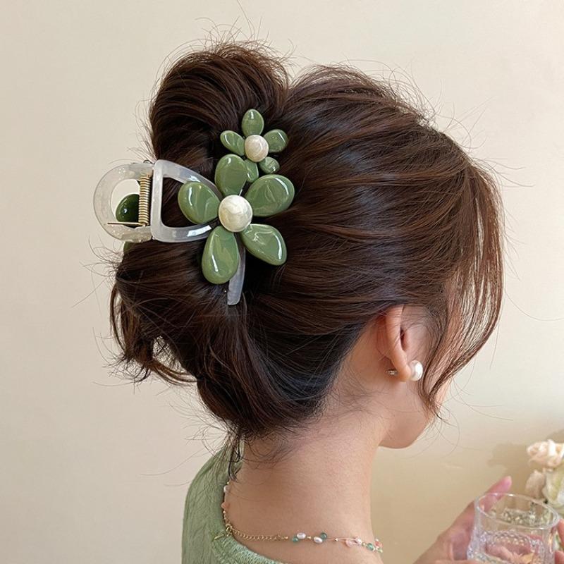 Цветочные акриловые заколки-краб для волос, головной убор для женщин и девочек 2024 года, новые корейские милые темпераментные цветные заколки для волос, аксессуары для волос