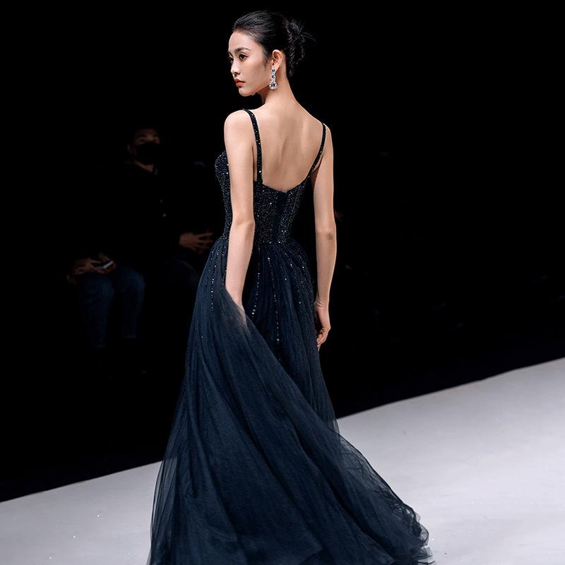 Вечернее платье серии «Звездное небо» haute couture легкая роскошь темперамент нишевое новое платье для ведущей ежегодного собрания женское длинное
