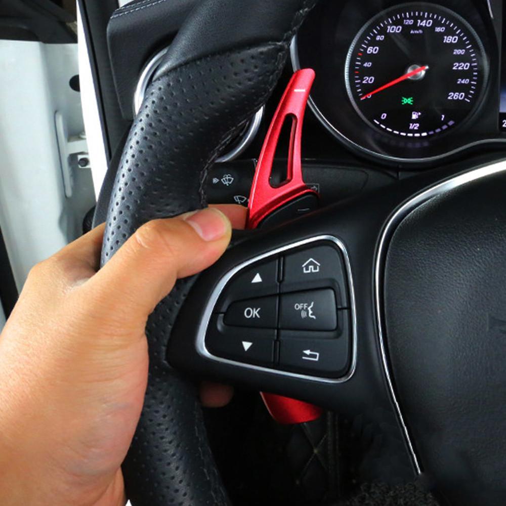 Red Aluminum Alloy Steering Wheel Paddle Shifter For Mercedes-Benz A B C E Class