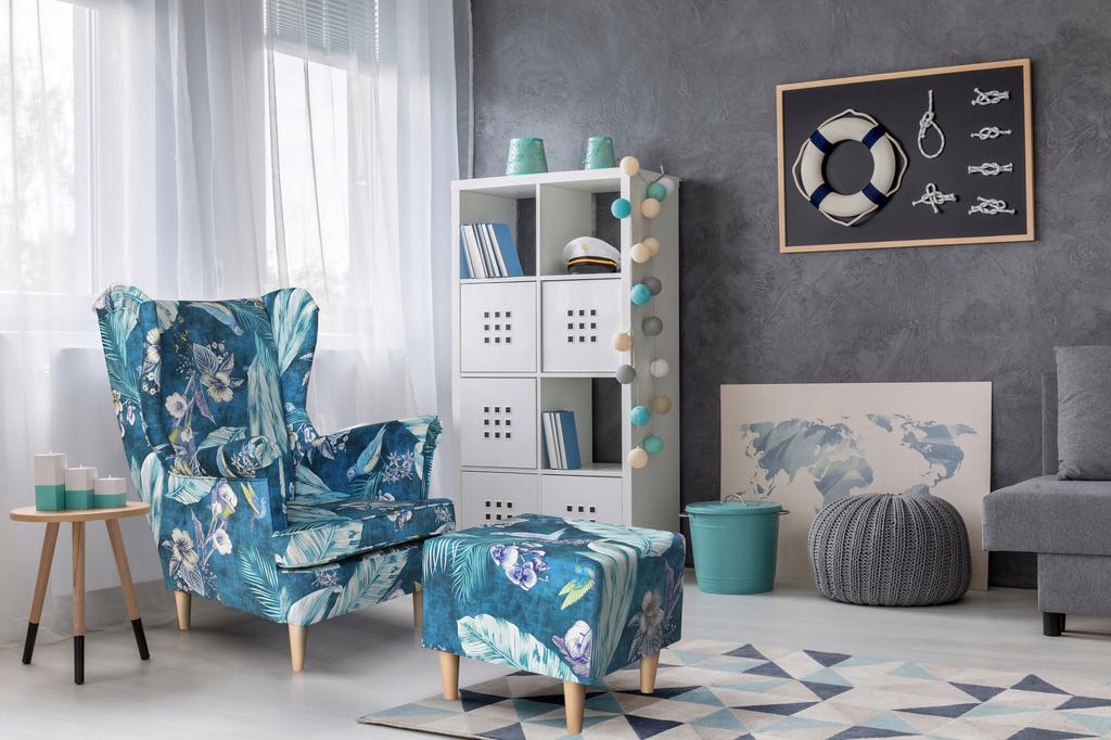 ARI PRINT Scandinavian Family Furniture Wing Chair, Tropical Monstera Leaves