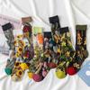 Women Mid Tube Socks Transparent Mid-calf Gauze Flowers Summer Fashion